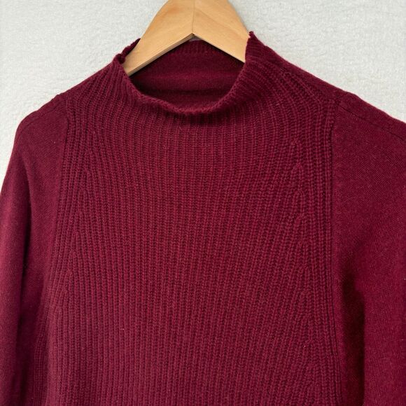 TAHARI Sweater M Pure Luxe Cashmere Mock Neck Ribbed Pullover Jumper Red - Picture 4 of 12